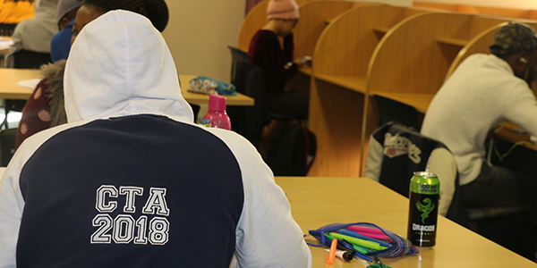 Students studying at the library